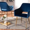 Baxton Studio Germaine Glam & Luxe Navy Blue Velvet Fabric Gold Finished 2-PC Metal Dining Chair Set - Wholesale Interiors DC144-Navy Blue Velvet/Gold-DC