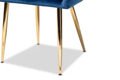 Baxton Studio Germaine Glam & Luxe Navy Blue Velvet Fabric Gold Finished 2-PC Metal Dining Chair Set - Wholesale Interiors DC144-Navy Blue Velvet/Gold-DC -Home Haven Deals 95 dc144 navybluevelvet gold dc 6