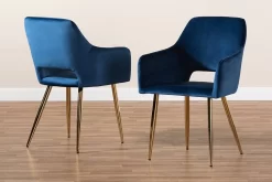 Baxton Studio Germaine Glam & Luxe Navy Blue Velvet Fabric Gold Finished 2-PC Metal Dining Chair Set - Wholesale Interiors DC144-Navy Blue Velvet/Gold-DC -Home Haven Deals 95 dc144 navybluevelvet gold dc 8
