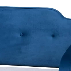 Baxton Studio Kaya Modern And Contemporary Navy Blue Velvet Fabric And Dark Brown Finished Wood Twin Size Daybed - Wholesale Interiors DV20801-Navy Blue Velvet Daybed-Twin -Home Haven Deals 95 dv20801 navy blue velvet daybed twin 4