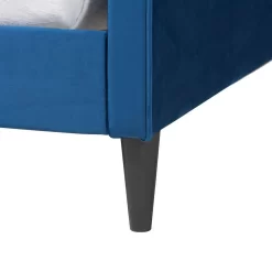 Baxton Studio Kaya Modern And Contemporary Navy Blue Velvet Fabric And Dark Brown Finished Wood Twin Size Daybed - Wholesale Interiors DV20801-Navy Blue Velvet Daybed-Twin -Home Haven Deals 95 dv20801 navy blue velvet daybed twin 5