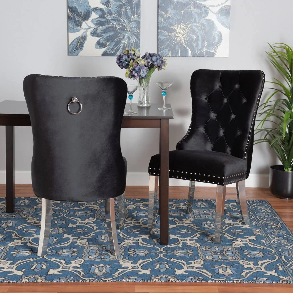 Baxton Studio Honora Contemporary Glam And Luxe Black Velvet Fabric And Silver Metal 2-Piece Dining Chair Set - Wholesale Interiors F459-Black Velvet-DC 1 Baxton Studio Honora Contemporary Glam And Luxe Black Velvet Fabric And Silver Metal 2-Piece Dining Chair Set - Wholesale Interiors F459-Black Velvet-DC