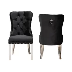 Baxton Studio Honora Contemporary Glam And Luxe Black Velvet Fabric And Silver Metal 2-Piece Dining Chair Set - Wholesale Interiors F459-Black Velvet-DC 11 Baxton Studio Honora Contemporary Glam And Luxe Black Velvet Fabric And Silver Metal 2-Piece Dining Chair Set - Wholesale Interiors F459-Black Velvet-DC -Home Haven Deals 95 f459 black velvet dc 3