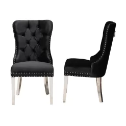 Baxton Studio Honora Contemporary Glam And Luxe Black Velvet Fabric And Silver Metal 2-Piece Dining Chair Set - Wholesale Interiors F459-Black Velvet-DC 12 Baxton Studio Honora Contemporary Glam And Luxe Black Velvet Fabric And Silver Metal 2-Piece Dining Chair Set - Wholesale Interiors F459-Black Velvet-DC -Home Haven Deals 95 f459 black velvet dc 4