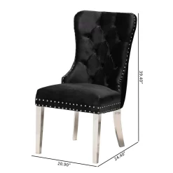 Baxton Studio Honora Contemporary Glam And Luxe Black Velvet Fabric And Silver Metal 2-Piece Dining Chair Set - Wholesale Interiors F459-Black Velvet-DC 17 Baxton Studio Honora Contemporary Glam And Luxe Black Velvet Fabric And Silver Metal 2-Piece Dining Chair Set - Wholesale Interiors F459-Black Velvet-DC -Home Haven Deals 95 f459 black velvet dc 7 1