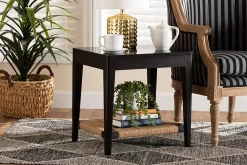 Baxton Studio Freya Modern Bohemian Black Finished Bayur Wood End Table - Wholesale Interiors FIB1-End Table