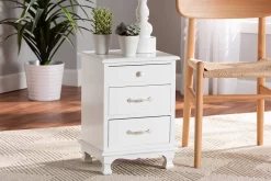 Baxton Studio Layton Classic And Traditional White Finished Wood 3-Drawer End Table - Wholesale Interiors FZC180882-White Wooden-ET