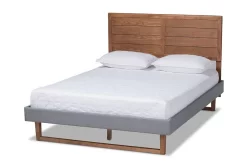 Baxton Studio Gabriela Rustic Modern Dark Grey Fabric & Ash Walnut Brown Finished Wood Full Size Platform Bed - Wholesale Interiors Gabriela-Dark Grey/Ash Walnut-Full -Home Haven Deals 95 gabriela dark grey ash walnut full 4