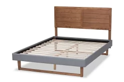 Baxton Studio Gabriela Rustic Modern Dark Grey Fabric & Ash Walnut Brown Finished Wood Full Size Platform Bed - Wholesale Interiors Gabriela-Dark Grey/Ash Walnut-Full -Home Haven Deals 95 gabriela dark grey ash walnut full 6