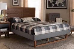 Baxton Studio Gabriela Rustic Modern Dark Grey Fabric & Ash Walnut Brown Finished Wood Full Size Platform Bed - Wholesale Interiors Gabriela-Dark Grey/Ash Walnut-Full -Home Haven Deals 95 gabriela dark grey ash walnut full 9
