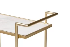 Baxton Studio Louise Contemporary Glam And Luxe Gold Metal And White Marble 2-Tier Wine Cart - Wholesale Interiors H01-98877-Gold/White Marble-Cart 12 Baxton Studio Louise Contemporary Glam And Luxe Gold Metal And White Marble 2-Tier Wine Cart - Wholesale Interiors H01-98877-Gold/White Marble-Cart -Home Haven Deals 95 h01 98877 gold white marble cart 5