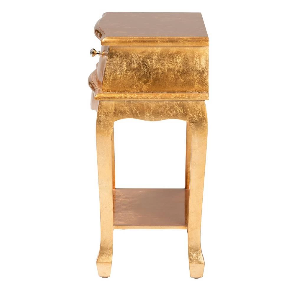 Baxton Studio Harriet Classic And Traditional Gold Finished Wood 1-Drawer Nightstand - Wholesale Interiors JY17A013-Gold-NS 5 Baxton Studio Harriet Classic And Traditional Gold Finished Wood 1-Drawer Nightstand - Wholesale Interiors JY17A013-Gold-NS - Image 5