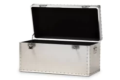 Baxton Studio Serge French Industrial Silver Metal Storage Trunk - Wholesale Interiors JY17B172M-Silver-1PC Trunk -Home Haven Deals 95 jy17b172m silver 1pctrunk 3