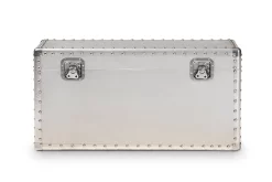 Baxton Studio Serge French Industrial Silver Metal Storage Trunk - Wholesale Interiors JY17B172M-Silver-1PC Trunk -Home Haven Deals 95 jy17b172m silver 1pctrunk 4