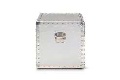 Baxton Studio Serge French Industrial Silver Metal Storage Trunk - Wholesale Interiors JY17B172M-Silver-1PC Trunk -Home Haven Deals 95 jy17b172m silver 1pctrunk 5