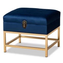 Baxton Studio Aliana Glam & Luxe Navy Blue Velvet Fabric & Gold Finished Metal Small Storage Ottoman - Wholesale Interiors JY19B-051S-Navy Blue Velvet/Gold-Otto -Home Haven Deals 95 jy19b 051s navybluevelvet gold otto 7