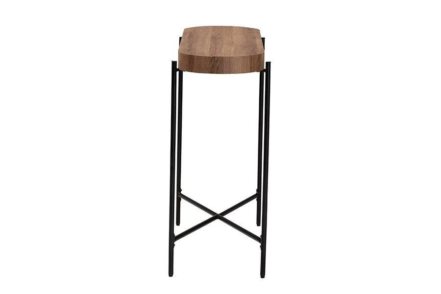 Baxton Studio Savion Modern Industrial Walnut Brown Finished Wood And Black Metal Console Table - Wholesale Interiors LCF20448-Console Table 4 Baxton Studio Savion Modern Industrial Walnut Brown Finished Wood And Black Metal Console Table - Wholesale Interiors LCF20448-Console Table - Image 4
