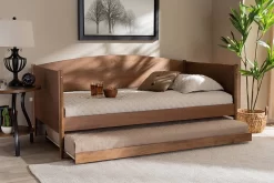 Baxton Studio Veles Mid-Century Modern Ash Wanut Finished Wood Daybed W/ Trundle - MG0016-Ash Walnut-Daybed W/ Trundle -Home Haven Deals 95 mg0016 ashwalnut daybedwithtrundle 10