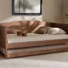 Baxton Studio Veles Mid-Century Modern Ash Wanut Finished Wood Daybed W/ Trundle - MG0016-Ash Walnut-Daybed W/ Trundle
