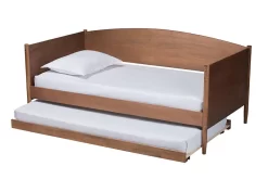 Baxton Studio Veles Mid-Century Modern Ash Wanut Finished Wood Daybed W/ Trundle - MG0016-Ash Walnut-Daybed W/ Trundle -Home Haven Deals 95 mg0016 ashwalnut daybedwithtrundle 3