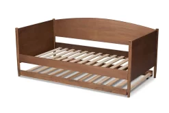 Baxton Studio Veles Mid-Century Modern Ash Wanut Finished Wood Daybed W/ Trundle - MG0016-Ash Walnut-Daybed W/ Trundle -Home Haven Deals 95 mg0016 ashwalnut daybedwithtrundle 5