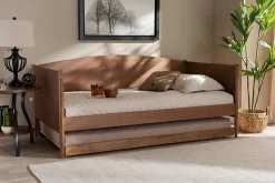Baxton Studio Veles Mid-Century Modern Ash Wanut Finished Wood Daybed W/ Trundle - MG0016-Ash Walnut-Daybed W/ Trundle -Home Haven Deals 95 mg0016 ashwalnut daybedwithtrundle 9