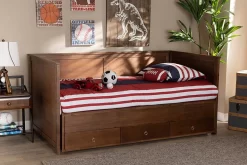 Baxton Studio Thomas Classic & Traditional Walnut Brown Finished Wood Expandable Twin Size To King Size Daybed /w Storage Drawers - Wholesale Interiors MG0032-Walnut-3DW-Daybed 22 Baxton Studio Thomas Classic & Traditional Walnut Brown Finished Wood Expandable Twin Size To King Size Daybed /w Storage Drawers - Wholesale Interiors MG0032-Walnut-3DW-Daybed -Home Haven Deals 95 mg0032 walnut 3dw daybed 11