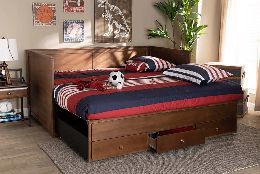 Baxton Studio Thomas Classic & Traditional Walnut Brown Finished Wood Expandable Twin Size To King Size Daybed /w Storage Drawers - Wholesale Interiors MG0032-Walnut-3DW-Daybed 12 Baxton Studio Thomas Classic & Traditional Walnut Brown Finished Wood Expandable Twin Size To King Size Daybed /w Storage Drawers - Wholesale Interiors MG0032-Walnut-3DW-Daybed - Image 12
