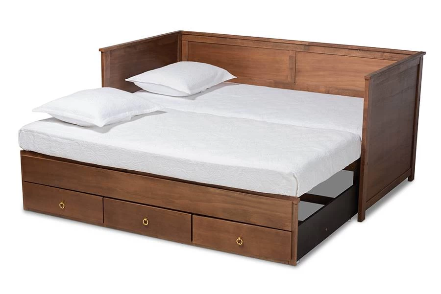 Baxton Studio Thomas Classic & Traditional Walnut Brown Finished Wood Expandable Twin Size To King Size Daybed /w Storage Drawers - Wholesale Interiors MG0032-Walnut-3DW-Daybed 5 Baxton Studio Thomas Classic & Traditional Walnut Brown Finished Wood Expandable Twin Size To King Size Daybed /w Storage Drawers - Wholesale Interiors MG0032-Walnut-3DW-Daybed - Image 5