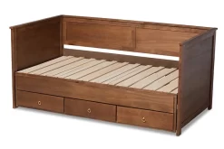 Baxton Studio Thomas Classic & Traditional Walnut Brown Finished Wood Expandable Twin Size To King Size Daybed /w Storage Drawers - Wholesale Interiors MG0032-Walnut-3DW-Daybed 18 Baxton Studio Thomas Classic & Traditional Walnut Brown Finished Wood Expandable Twin Size To King Size Daybed /w Storage Drawers - Wholesale Interiors MG0032-Walnut-3DW-Daybed -Home Haven Deals 95 mg0032 walnut 3dw daybed 7