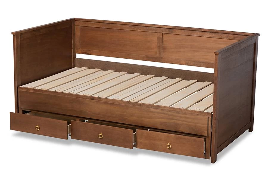 Baxton Studio Thomas Classic & Traditional Walnut Brown Finished Wood Expandable Twin Size To King Size Daybed /w Storage Drawers - Wholesale Interiors MG0032-Walnut-3DW-Daybed 8 Baxton Studio Thomas Classic & Traditional Walnut Brown Finished Wood Expandable Twin Size To King Size Daybed /w Storage Drawers - Wholesale Interiors MG0032-Walnut-3DW-Daybed - Image 8