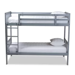Baxton Studio Jude Modern & Contemporary Grey Finished Wood Twin Size Bunk Bed - MG0045-Grey-Twin Bunk Bed -Home Haven Deals 95 mg0045 grey twin bunk bed 2