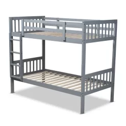 Baxton Studio Jude Modern & Contemporary Grey Finished Wood Twin Size Bunk Bed - MG0045-Grey-Twin Bunk Bed -Home Haven Deals 95 mg0045 grey twin bunk bed 3