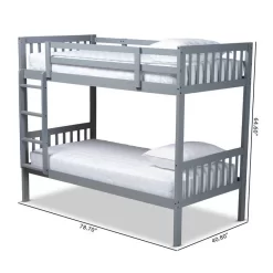 Baxton Studio Jude Modern & Contemporary Grey Finished Wood Twin Size Bunk Bed - MG0045-Grey-Twin Bunk Bed -Home Haven Deals 95 mg0045 grey twin bunk bed 7