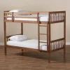 Baxton Studio Jude Modern & Contemporary Walnut Brown Finished Wood Twin Size Bunk Bed - MG0045-Walnut-Twin Bunk Bed