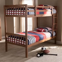 Baxton Studio Jude Modern & Contemporary Walnut Brown Finished Wood Twin Size Bunk Bed - MG0045-Walnut-Twin Bunk Bed -Home Haven Deals 95 mg0045 walnut twin bunk bed 5