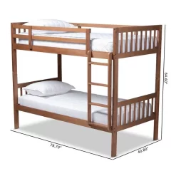 Baxton Studio Jude Modern & Contemporary Walnut Brown Finished Wood Twin Size Bunk Bed - MG0045-Walnut-Twin Bunk Bed -Home Haven Deals 95 mg0045 walnut twin bunk bed 7