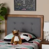 Baxton Studio Sarine Mid-Century Modern Dark Grey Fabric & Walnut Brown Finished Wood Twin Size Headboard - Wholesale Interiors MG97053-Dark Grey/Ash Walnut-HB-Twin