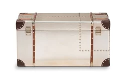 Baxton Studio Bechet French Industrial Silver Metal Storage Trunk - NCC2802M-Silver-Trunk -Home Haven Deals 95 ncc2802m silver trunk 16