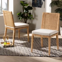 Baxton Studio Sofia Modern And Contemporary Natural Finished Wood And Rattan Dining Chair - Wholesale Interiors Sofia-Natural-DC -Home Haven Deals 95 sofia natural dc 7