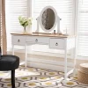 Baxton Studio Sylvie Classic And Traditional White 3-Drawer Wood Vanity Table With Mirror - SR1703010-White/Natural