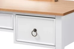 Baxton Studio Sylvie Classic And Traditional White 3-Drawer Wood Vanity Table With Mirror - SR1703010-White/Natural -Home Haven Deals 95 sr1703010 white natural 16
