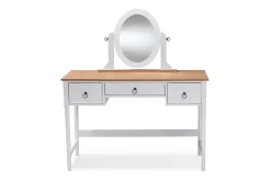 Baxton Studio Sylvie Classic And Traditional White 3-Drawer Wood Vanity Table With Mirror - SR1703010-White/Natural -Home Haven Deals 95 sr1703010 white natural 4
