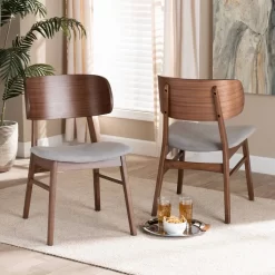 Baxton Studio Alston Mid-Century Modern Grey Fabric Upholstered And Walnut Brown Finished Wood Dining Chair (Set Of 2) - Wholesale Interiors WM1892B-Smoke/Walnut-DC -Home Haven Deals 95 wm1892b smoke walnut dc 8