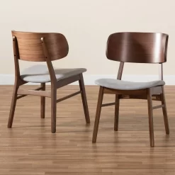 Baxton Studio Alston Mid-Century Modern Grey Fabric Upholstered And Walnut Brown Finished Wood Dining Chair (Set Of 2) - Wholesale Interiors WM1892B-Smoke/Walnut-DC -Home Haven Deals 95 wm1892b smoke walnut dc 9