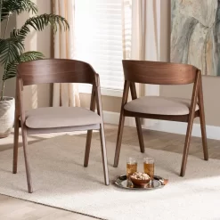 Baxton Studio Danton Mid-Century Modern Beige Fabric Upholstered And Walnut Brown Finished Wood Dining Chair (Set Of 2) - Wholesale Interiors WM1900B-Latte/Walnut-DC