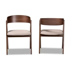 Baxton Studio Danton Mid-Century Modern Beige Fabric Upholstered And Walnut Brown Finished Wood Dining Chair (Set Of 2) - Wholesale Interiors WM1900B-Latte/Walnut-DC -Home Haven Deals 95 wm1900b latte walnut dc 3