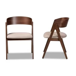Baxton Studio Danton Mid-Century Modern Beige Fabric Upholstered And Walnut Brown Finished Wood Dining Chair (Set Of 2) - Wholesale Interiors WM1900B-Latte/Walnut-DC -Home Haven Deals 95 wm1900b latte walnut dc 4