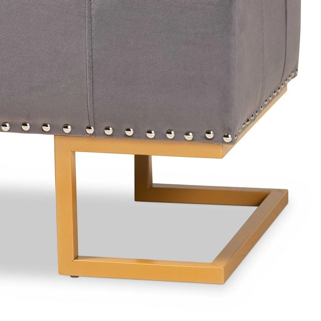 Baxton Studio Ellery Luxe & Glam Grey Velvet Fabric & Gold Finished Metal Storage Ottoman - Wholesale Interiors WS-14115-Grey Velvet/Gold-Otto 8 Baxton Studio Ellery Luxe & Glam Grey Velvet Fabric & Gold Finished Metal Storage Ottoman - Wholesale Interiors WS-14115-Grey Velvet/Gold-Otto - Image 8