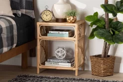 Baxton Studio Baara Modern Bohemian Natural Brown Rattan Nightstand - Wholesale Interiors WS012-Rattan-NS